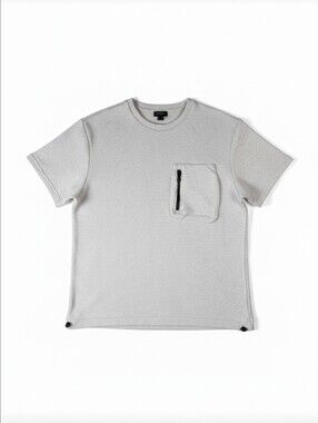 Forever 21 Men Light Gray Short Sleeve T-Shirt Zipper Pocket Medium